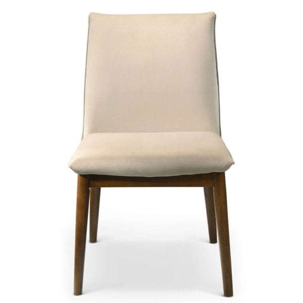 Beige Velvet Mid-Century Modern Dining Chair (Set of 2)