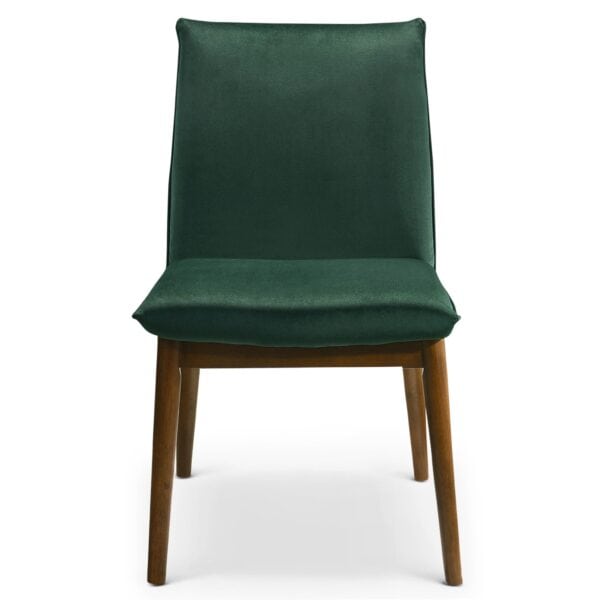 Dark Green Velvet Mid-Century Modern Dining Chairs (Set of 2)