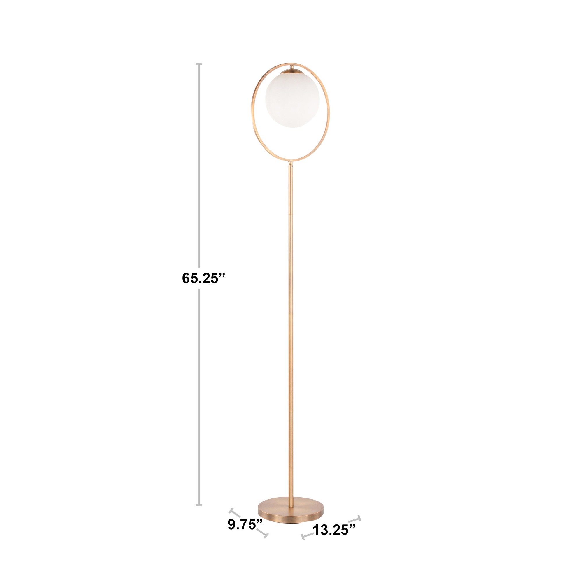 Moon Contemporary Gold Metal Frosted Glass Floor Lamp 16 Moon Contemporary Gold Metal Frosted Glass Floor Lamp - Image 16