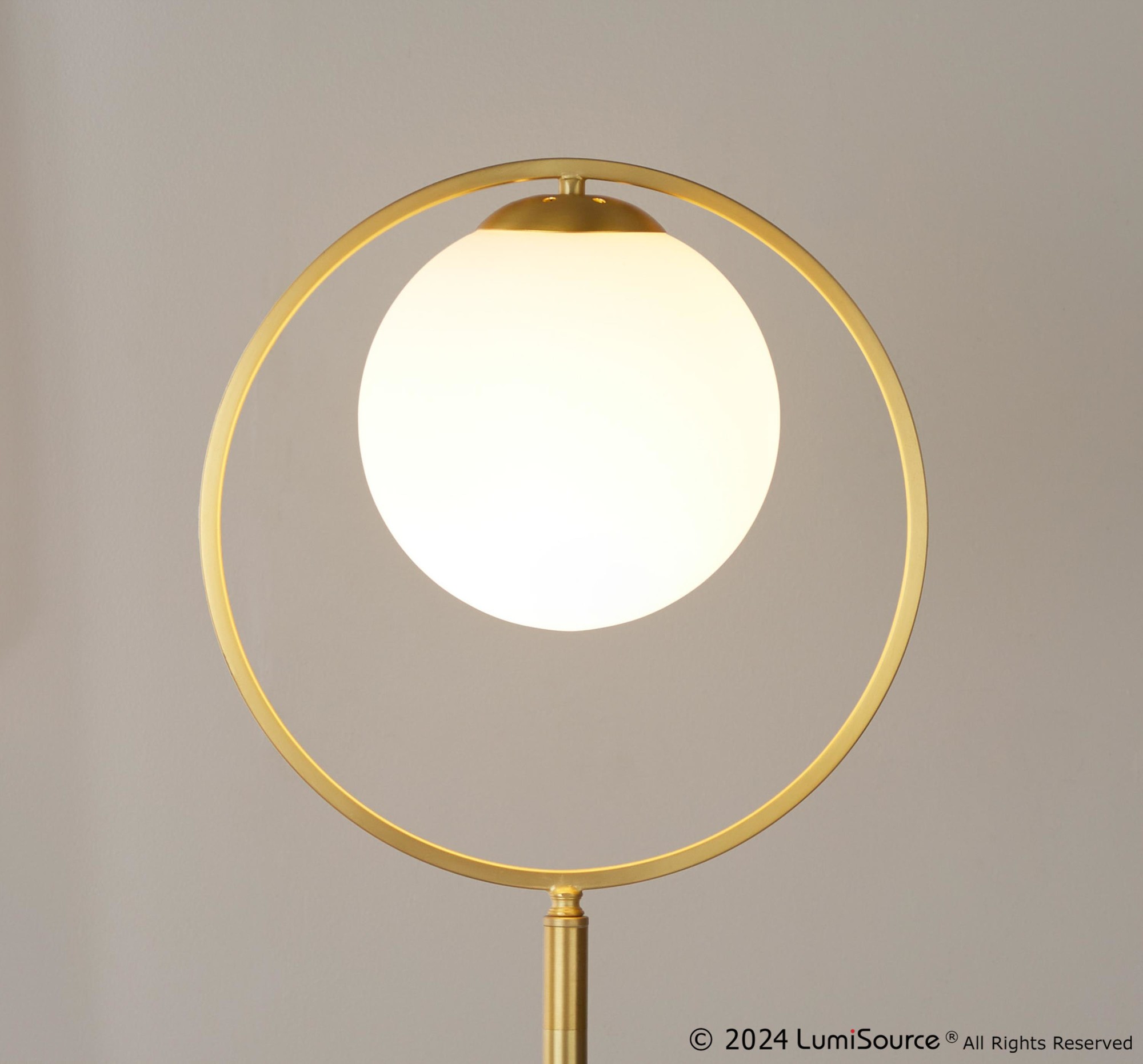 Moon Contemporary Gold Metal Frosted Glass Floor Lamp 4 Moon Contemporary Gold Metal Frosted Glass Floor Lamp - Image 4