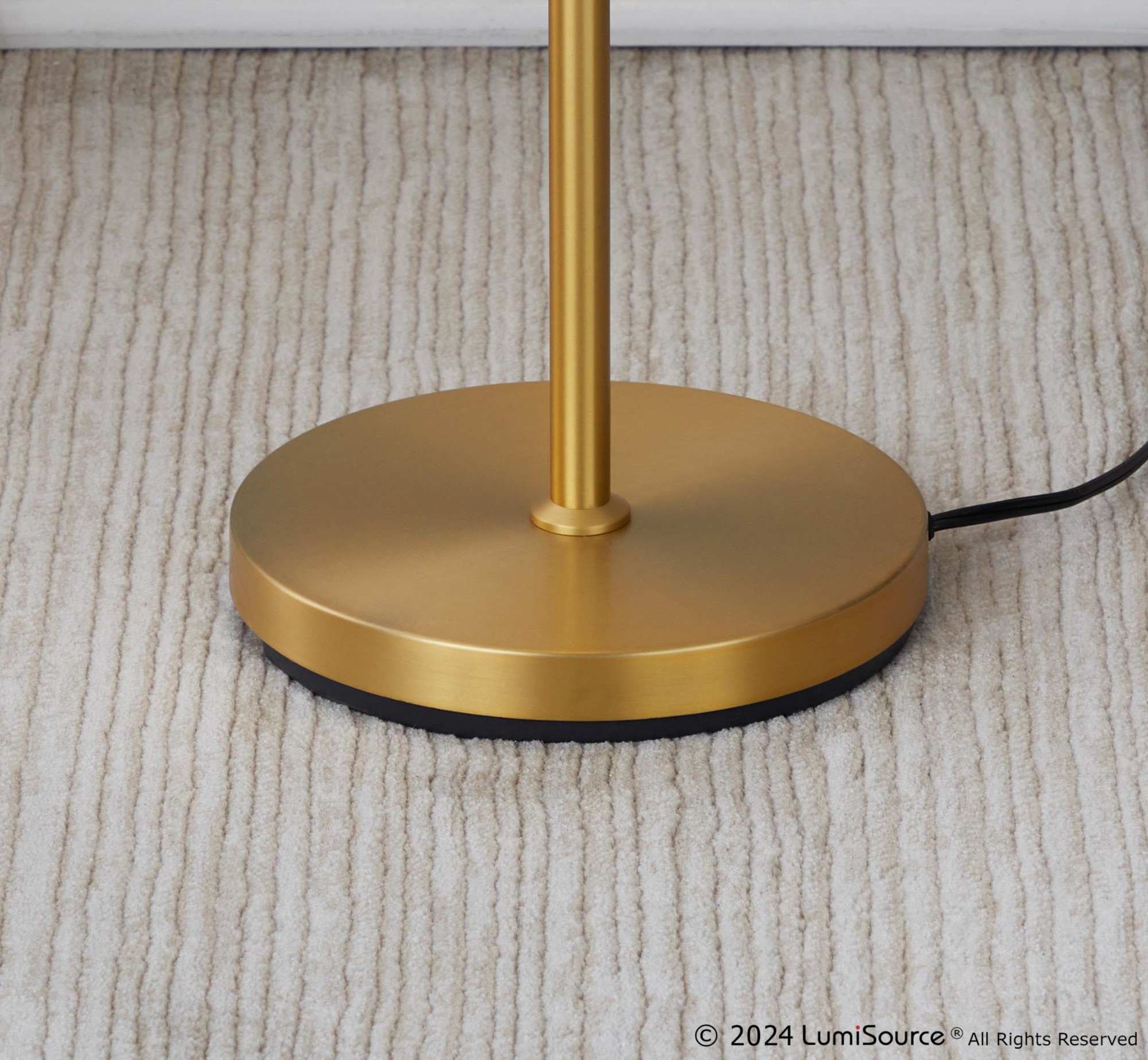 Moon Contemporary Gold Metal Frosted Glass Floor Lamp 5 Moon Contemporary Gold Metal Frosted Glass Floor Lamp - Image 5