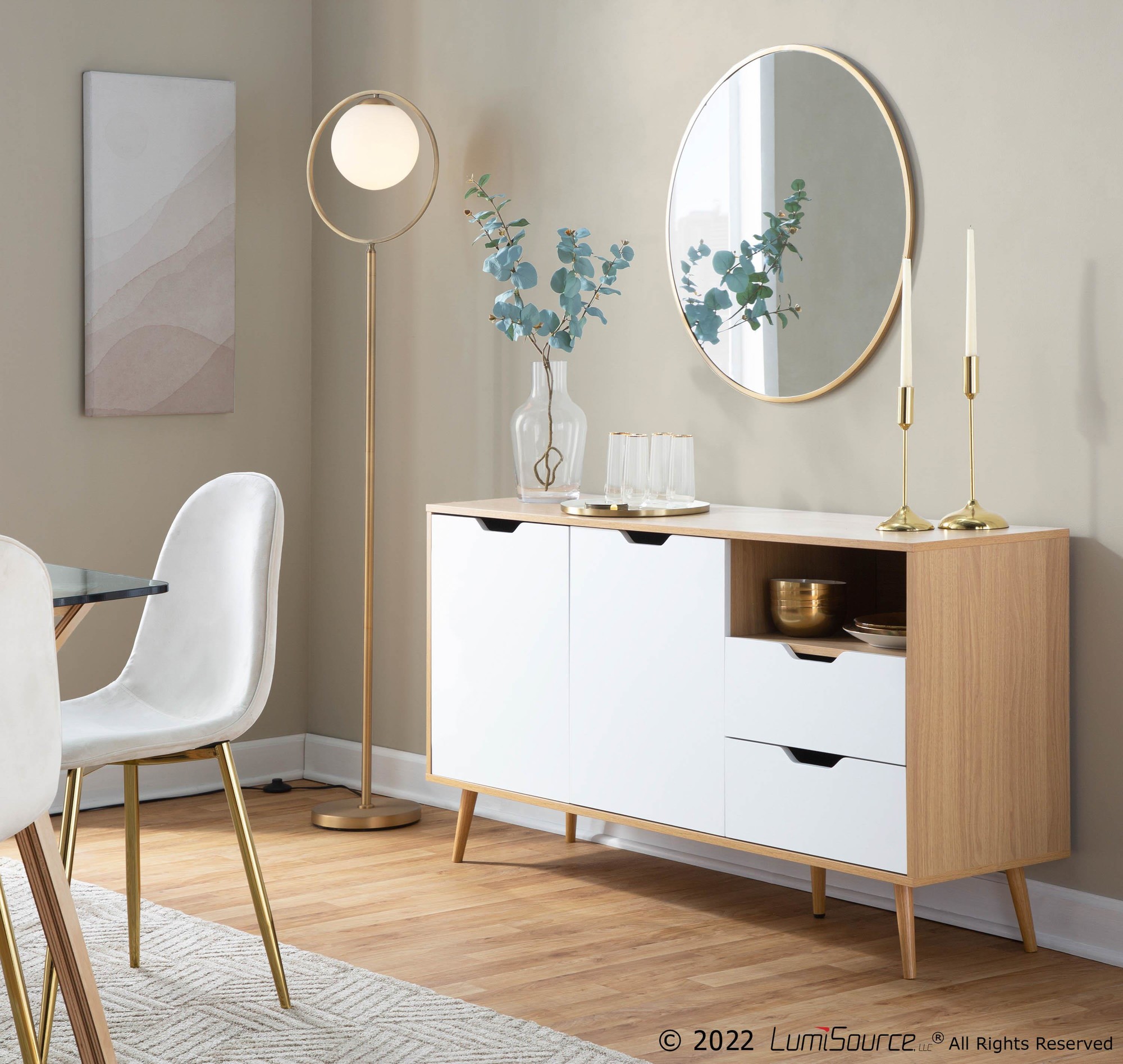 Moon Contemporary Gold Metal Frosted Glass Floor Lamp 6 Moon Contemporary Gold Metal Frosted Glass Floor Lamp - Image 6