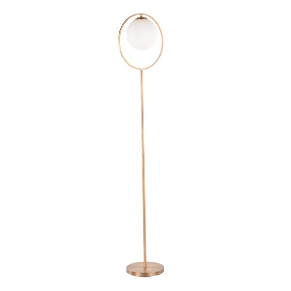 Moon Contemporary Gold Metal Frosted Glass Floor Lamp 6