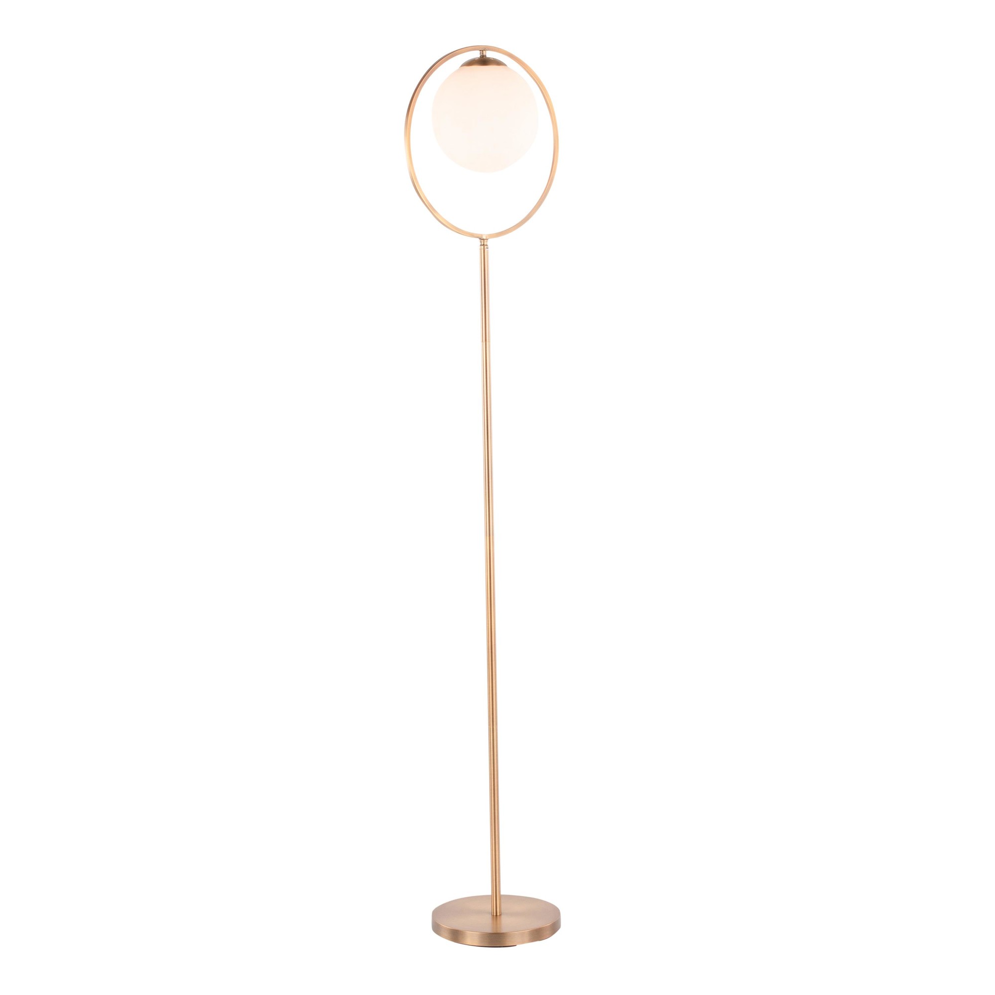 Moon Contemporary Gold Metal Frosted Glass Floor Lamp 8 Moon Contemporary Gold Metal Frosted Glass Floor Lamp - Image 8