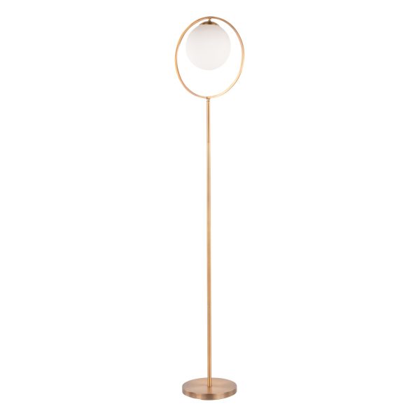 Moon Contemporary Gold Metal Frosted Glass Floor Lamp 9