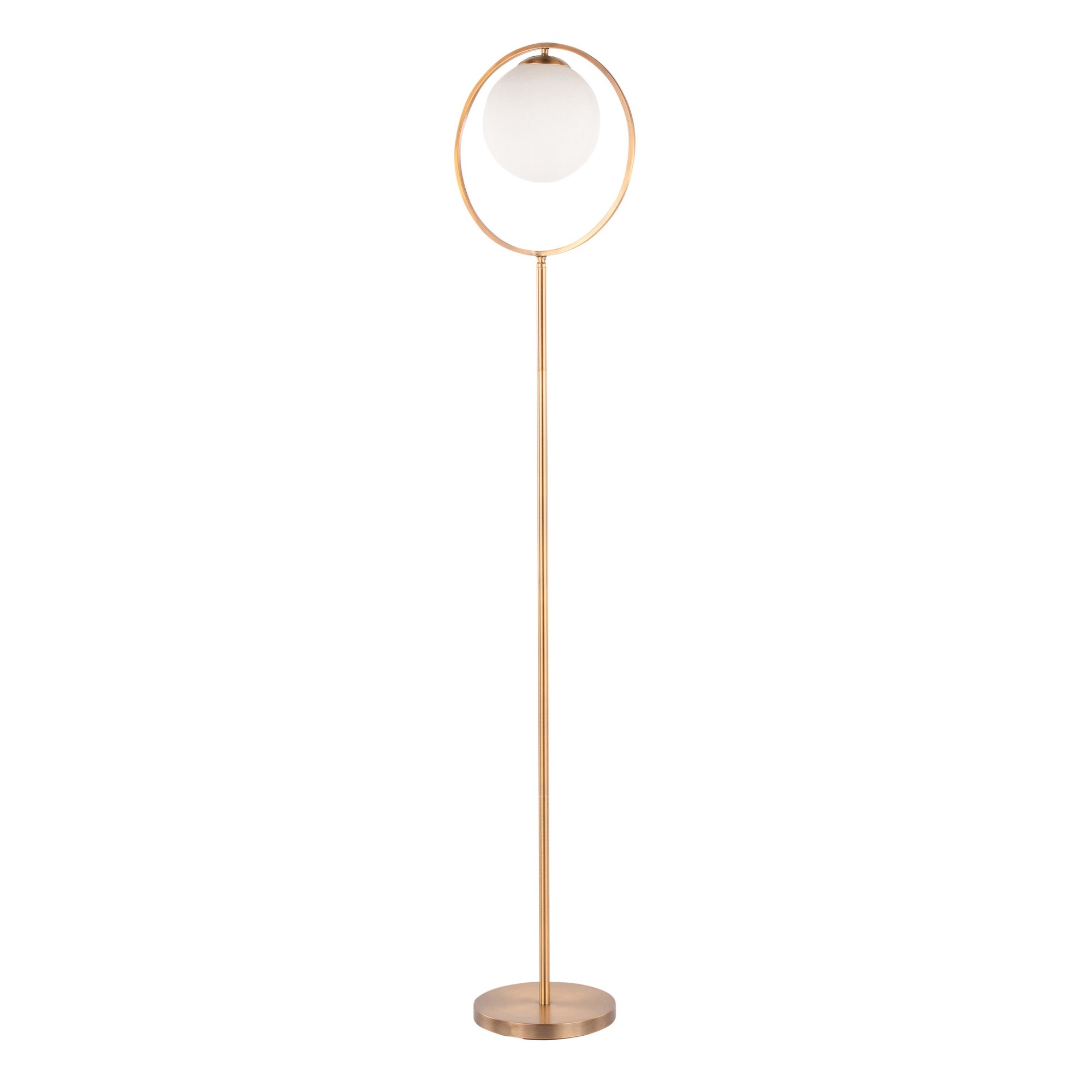 Moon Contemporary Gold Metal Frosted Glass Floor Lamp 10 Moon Contemporary Gold Metal Frosted Glass Floor Lamp - Image 10