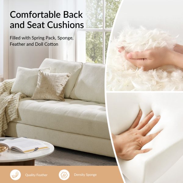 Morgan Ivory Chenille Modern 4 Seater Spacious Sofa 2