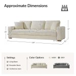 Morgan Ivory Chenille Modern 4-Seater Spacious Sofa 10 Morgan Ivory Chenille Modern 4-Seater Spacious Sofa