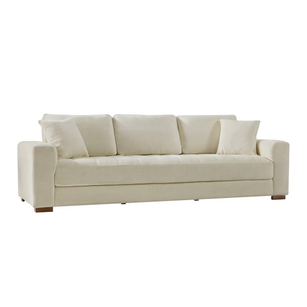 Morgan Ivory Chenille Modern 4 Seater Spacious Sofa
