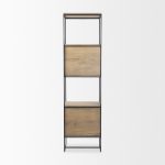 Morris 19.75 L x 15.0W x 72.5H Beige Wood W/Black Metal Frame 4-Tier Shelving Unit