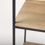 Morris 19.75 L x 15.0W x 72.5H Beige Wood W/Black Metal Frame 4-Tier Shelving Unit