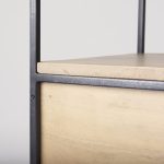 Morris 19.75 L x 15.0W x 72.5H Beige Wood W/Black Metal Frame 4-Tier Shelving Unit