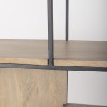 Morris 47.0L x 15.0W x 75.0H Light Brown Wood w/ Black Metal Frame 6-Tier Shelving Unit