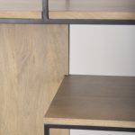 Morris 47.0L x 15.0W x 75.0H Light Brown Wood w/ Black Metal Frame 6-Tier Shelving Unit