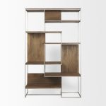 Morris III 47.25 X 15 X 75.5 Brown Wood and Silver Metal Frame 6 Shelf Shelving Unit