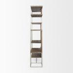 Morris III 47.25 X 15 X 75.5 Brown Wood and Silver Metal Frame 6 Shelf Shelving Unit