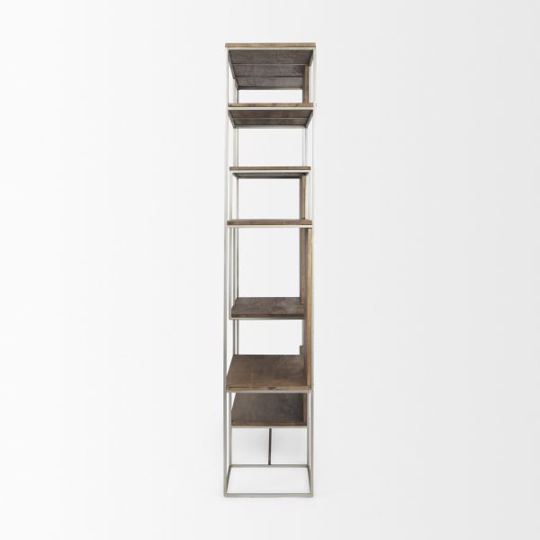 Morris III 47.25 X 15 X 75.5 Brown Wood and Silver Metal Frame 6 Shelf Shelving Unit 4