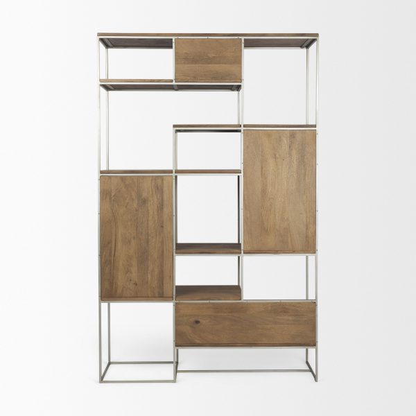 Morris III 47.25 X 15 X 75.5 Brown Wood and Silver Metal Frame 6 Shelf Shelving Unit 5