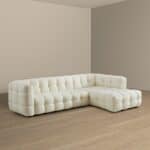 Cream Boucle Mid-Century Modern Sectional Sofa with Chaise
