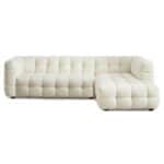 Cream Boucle Mid-Century Modern Sectional Sofa with Chaise