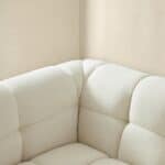 Cream Boucle Mid-Century Modern 3-Seater Sofa with Tufted Design