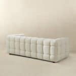 Cream Boucle Mid-Century Modern 3-Seater Sofa with Tufted Design