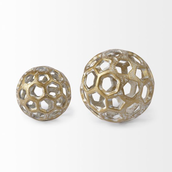 Moyer I Small 3L x 3W Gold Metal Hollow Decorative Orb 3