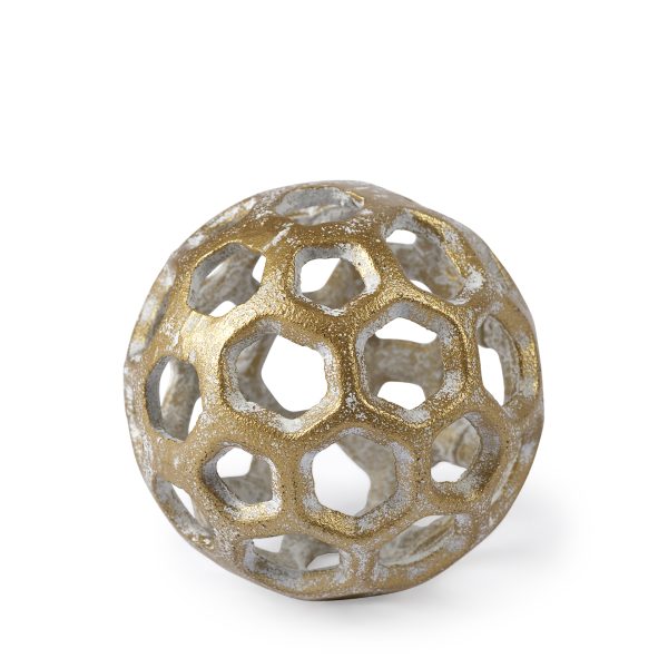 Moyer I Small 3L x 3W Gold Metal Hollow Decorative Orb
