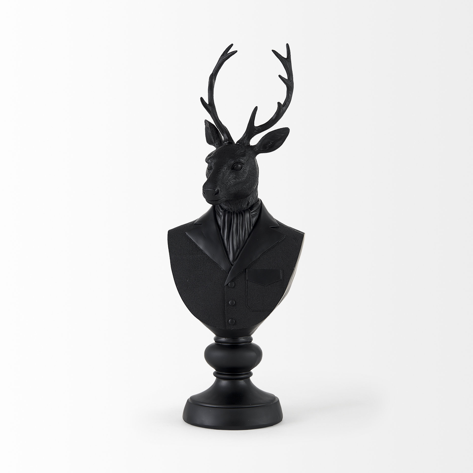 Mozart 8.2L x 6.0W x 22.5H Black Painted Resin Deer Bust 4 Mozart 8.2L x 6.0W x 22.5H Black Painted Resin Deer Bust - Image 4