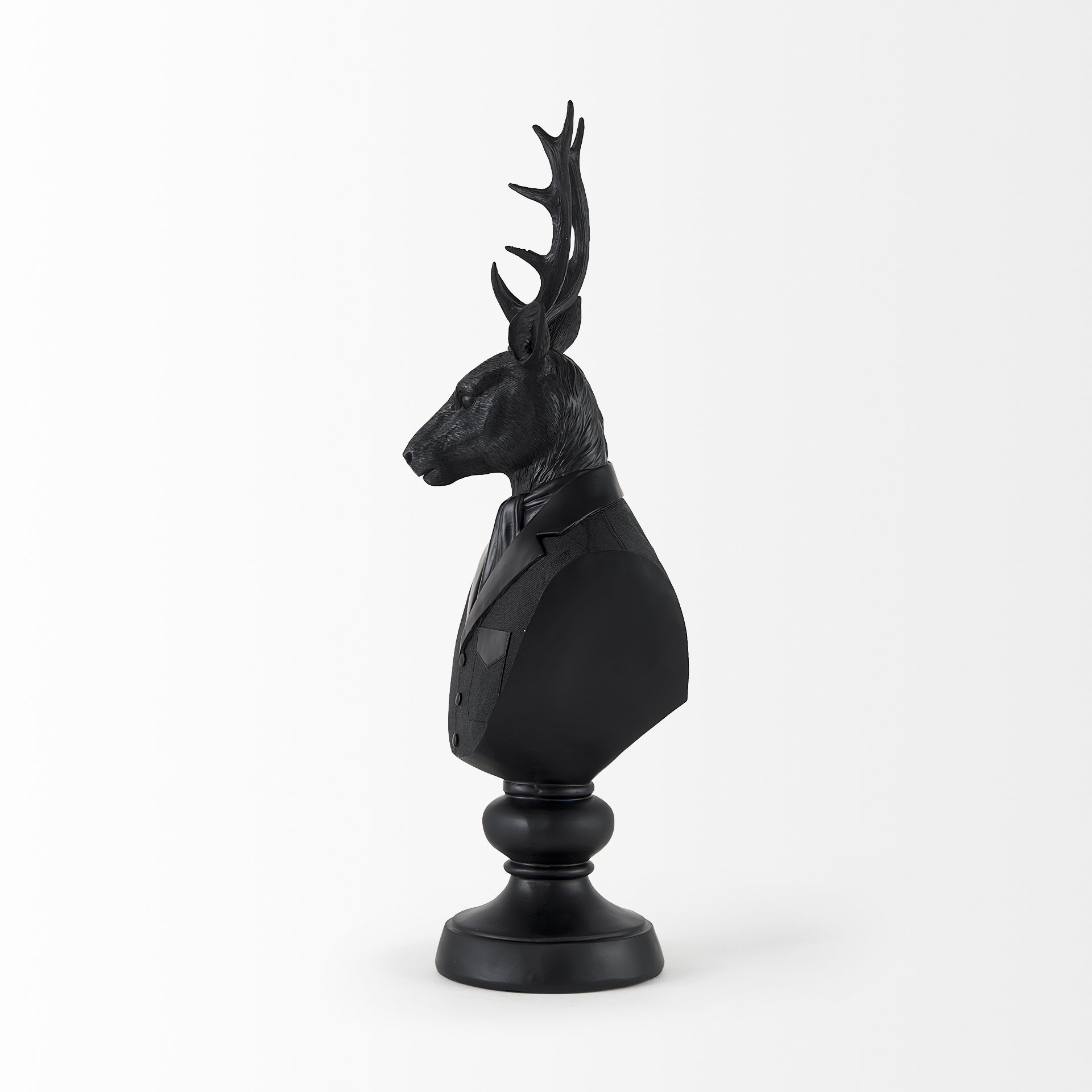 Mozart 8.2L x 6.0W x 22.5H Black Painted Resin Deer Bust 5 Mozart 8.2L x 6.0W x 22.5H Black Painted Resin Deer Bust - Image 5