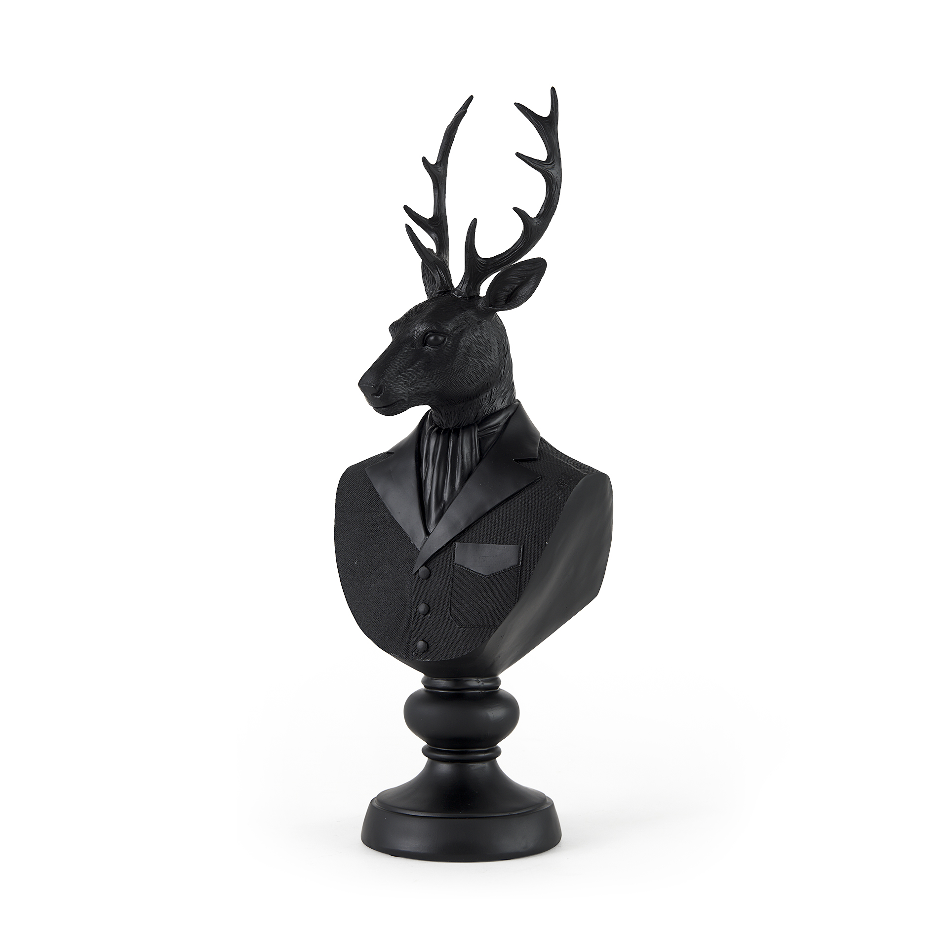 Mozart 8.2L x 6.0W x 22.5H Black Painted Resin Deer Bust 1 Mozart 8.2L x 6.0W x 22.5H Black Painted Resin Deer Bust