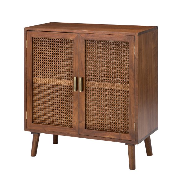 Mrgadava Cherry Solid Wood Rattan Door Storage Cabinet 1