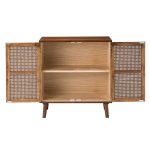 Mrgadava Cherry Solid Wood Rattan Door Storage Cabinet