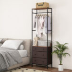 Space-Saving Closet Organizer with Shelves, Drawers, and Hanging Rod