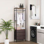 Space-Saving Closet Organizer with Shelves, Drawers, and Hanging Rod
