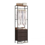 Space-Saving Closet Organizer with Shelves, Drawers, and Hanging Rod