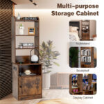6 Tier Bookshelf with Charging Station and Adjustable Cabinet