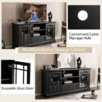 Modern TV Stand with Glass Doors, Drawer, and Adjustable Shelves