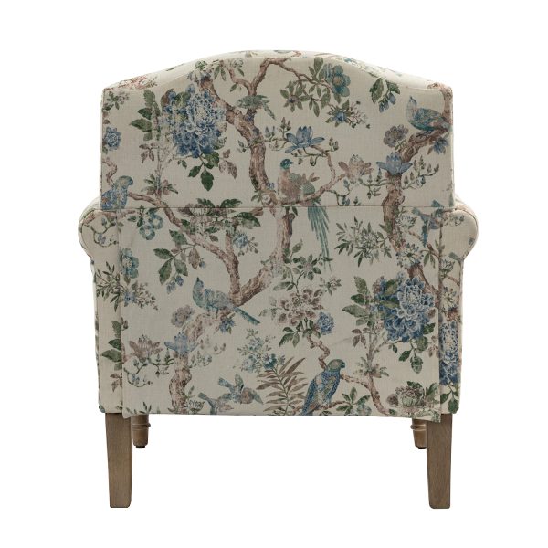 Murray Bird Print Farmhouse Nailhead Trim Accent Armchair 3