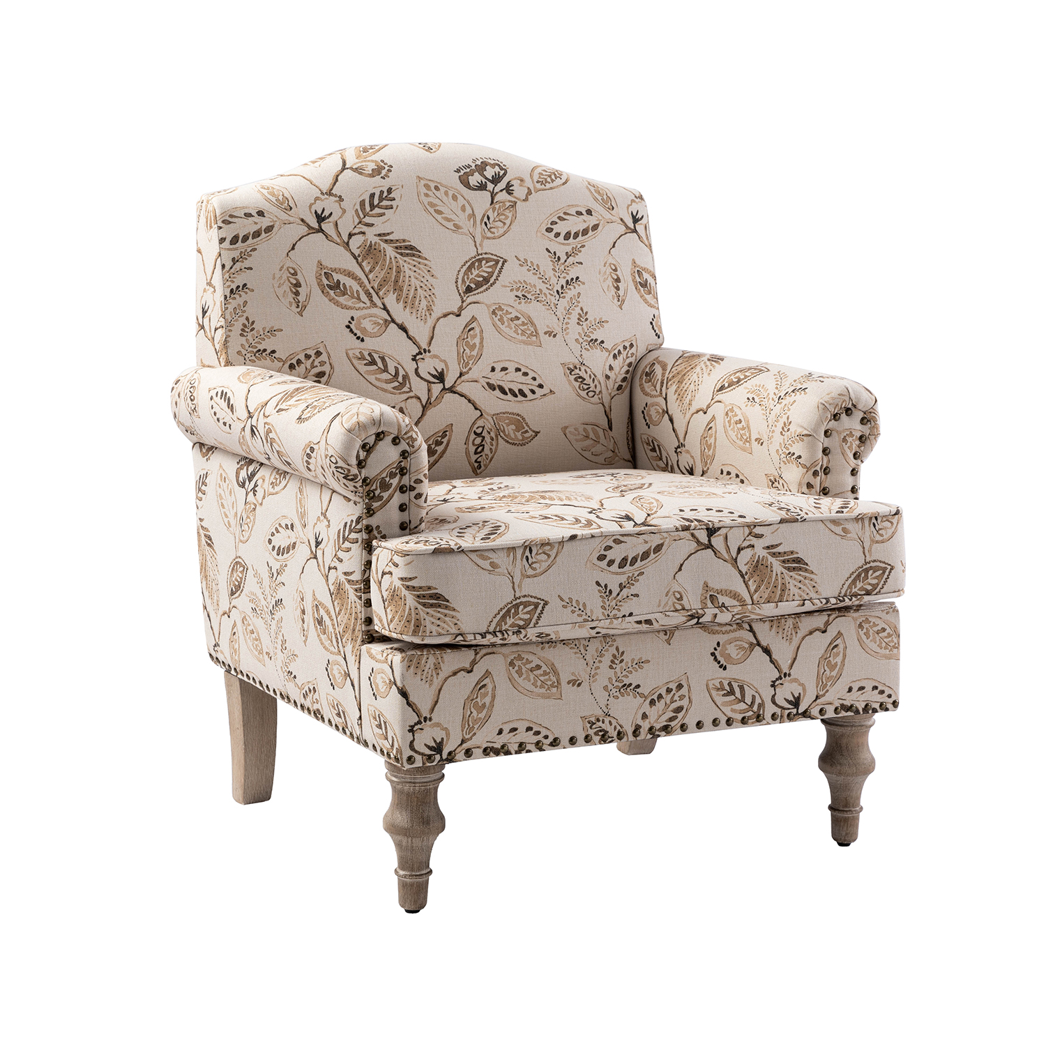 Murray Bird Print Nailhead Trim Farmhouse Accent Chair 2 Murray Bird Print Nailhead Trim Farmhouse Accent Chair - Image 2