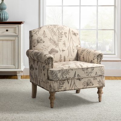 Murray Grey Farmhouse Nailhead Trim Accent Armchair