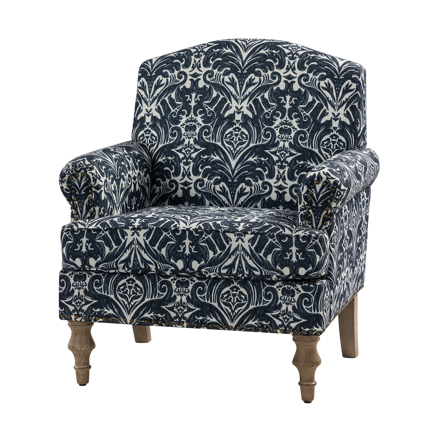 Murray Navy Farmhouse Nailhead Trim Accent Armchair 2 Murray Navy Farmhouse Nailhead Trim Accent Armchair - Image 2