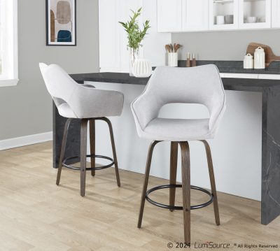 Mustang 26" Contemporary Grey Swivel Counter Stools (Set of 2)