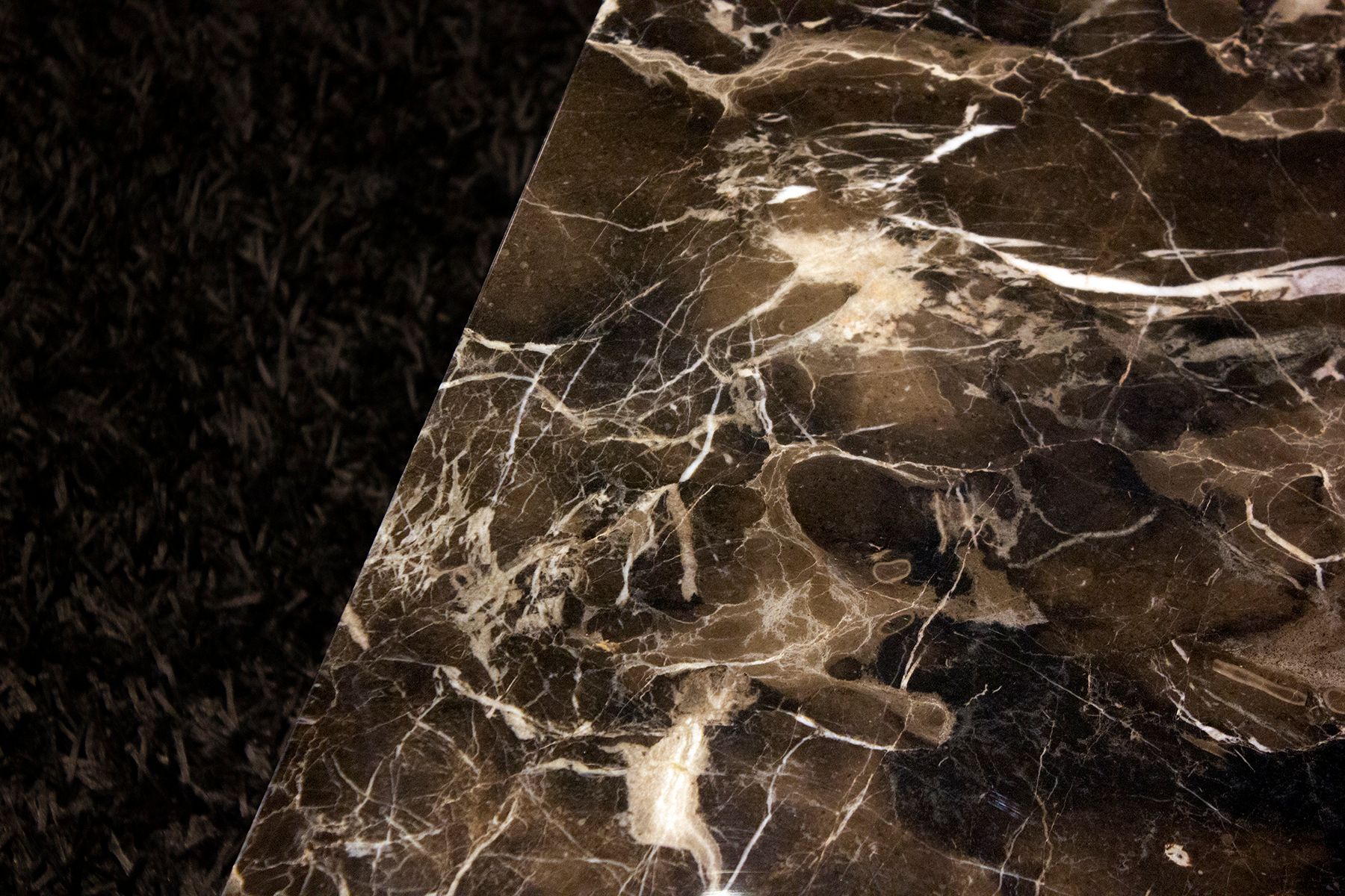 NAVAJO Brown Emperador Marble Coffee Table with Steel Legs 2 NAVAJO Brown Emperador Marble Coffee Table with Steel Legs - Image 2