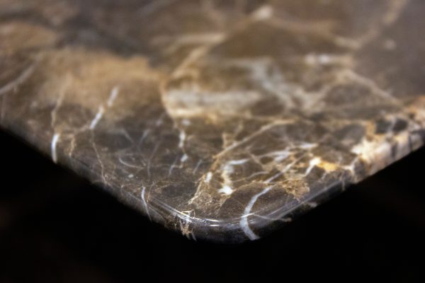 NAVAJO Brown Emperador Marble Coffee Table with Steel Legs 2