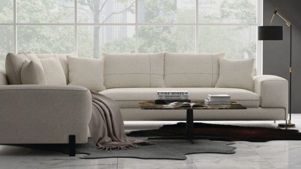 NAVAJO Brown Emperador Marble Coffee Table with Steel Legs 4