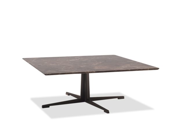 NAVAJO Brown Emperador Marble Coffee Table with Steel Legs