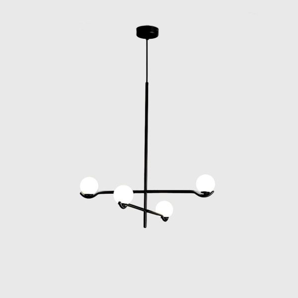 NEBULA Black 2 Arm Pendant Lamp with White Glass 1