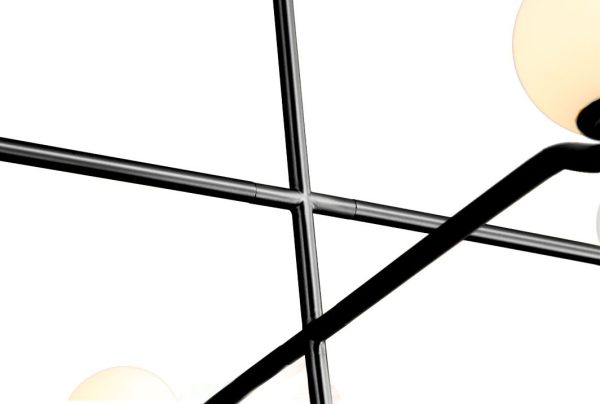 NEBULA Black 2 Arm Pendant Lamp with White Glass 3