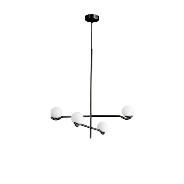 NEBULA Black 2 Arm Pendant Lamp with White Glass